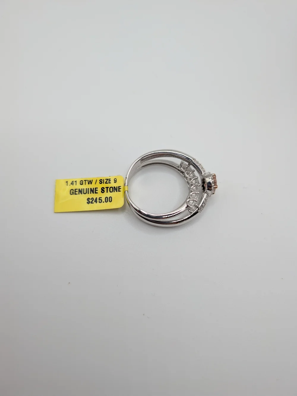 NWT Sterling Silver 1.41 CTW Genuine Morganite & White Topaz Ring Size 9